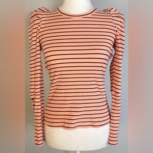 Anthropologie Maeve Puff Sleeve Striped Long Sleeve Top XS